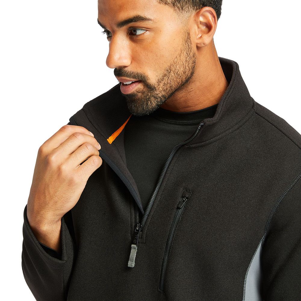 Sudadera Timberland Argentina Hombre - Pro® Studwall Quarter-Zip Textured Fleece - Negras - RLCQWY-9